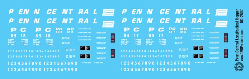 Penn Central Longitudinal Hopper Decals