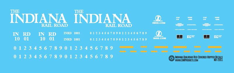 Indiana Railroad Red Covered Hopper Decals