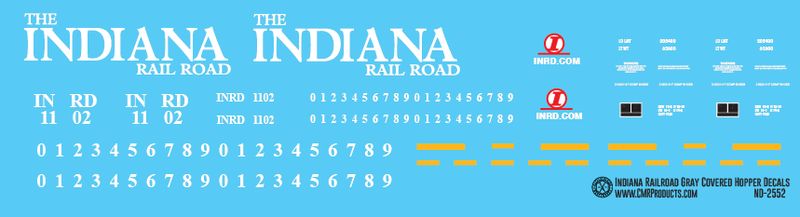 Indiana Railroad Gray Covered Hopper Decals