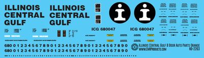 Illinois Central Gulf 8 Door Orange Auto Parts Decals