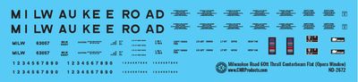 Milwaukee Road 60ft Thrall Opera Window Centerbeam Decals