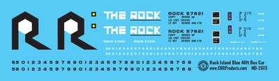 Rock Island Blue 40ft Box Car Decals