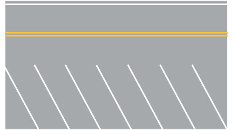 Easy Streets HO - Aged Asphalt Single Side Angled Parking White