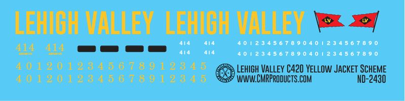 O Scale - Lehigh Valley C420 Yellow Jacket Scheme Decals