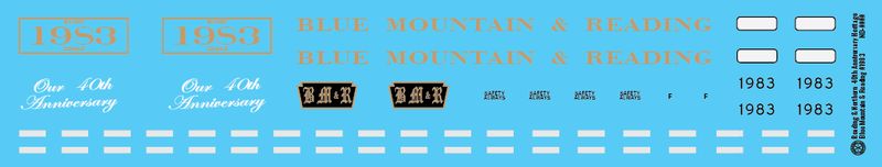Reading Northern BMR Heritage SD40-2 Locomotive Decals