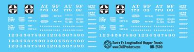 Santa Fe ATSF Longitudinal Hopper Decals