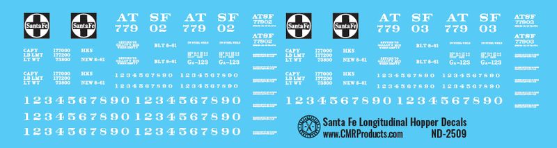 Santa Fe ATSF Longitudinal Hopper Decals