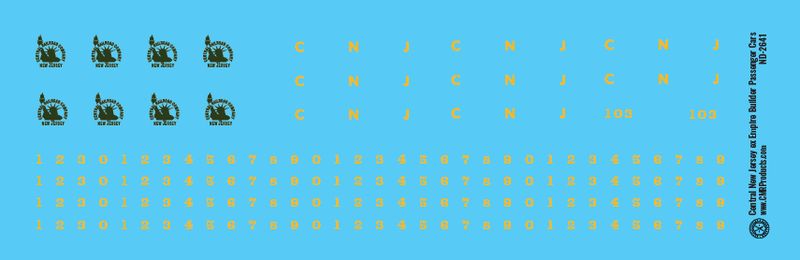 Central New Jersey ex Empire Builder Passenger Car Decals