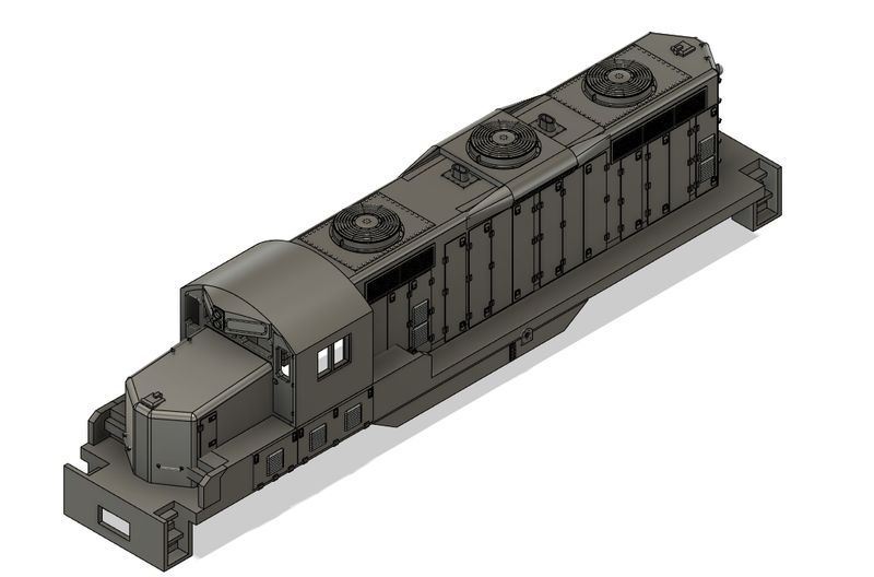 N Scale EMD GP9 Ph3 Angled Chop Nose with DB Locomotive Shell