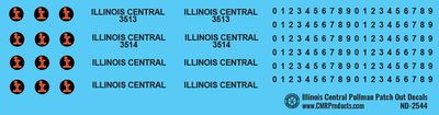Illinois Central Pullman Patchout Passenger Car Decals