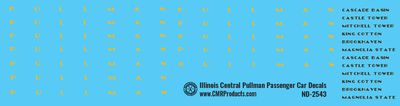 Illinois Central Pullman Passenger Car Decals
