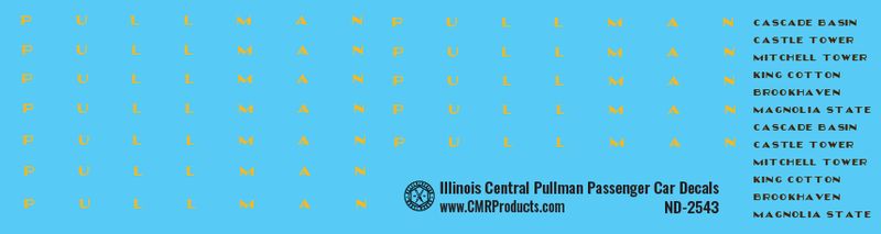 Illinois Central Pullman Passenger Car Decals