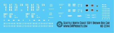 Seattle &amp; North Coast 50ft Brown Box Car Decals
