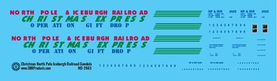 Christmas North Pole and Iceburgh Railroad Mill Gondola Decals