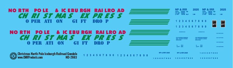 Christmas North Pole and Iceburgh Railroad Mill Gondola Decals