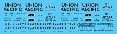 Union Pacific no Shield 2 Bay ACF Covered Hopper Decals