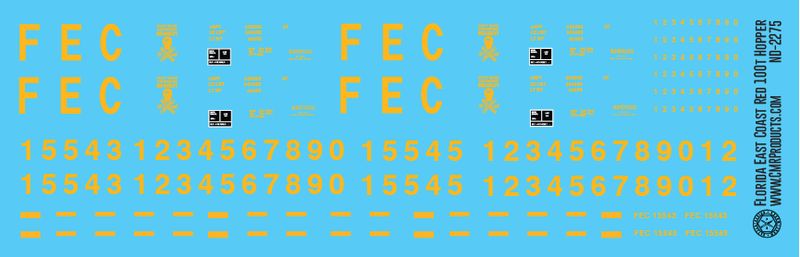 Florida East Coast Red 100t Open Hopper Decals