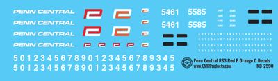 Penn Central RS3 Red P and Orange C Locomotive Decals