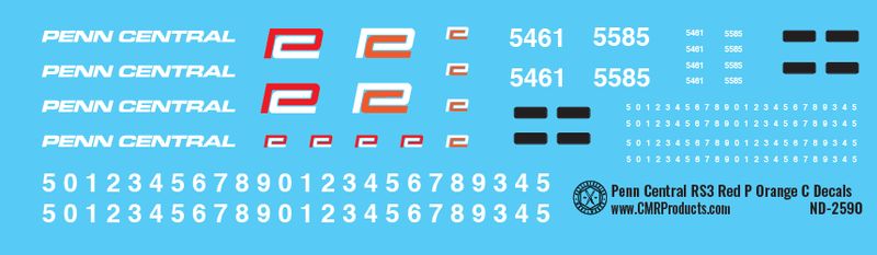 Penn Central RS3 Red P and Orange C Locomotive Decals
