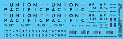 Union Pacific 40ft Airslide WP Covered Hopper Decals