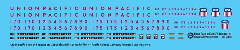 Union Pacific EMD GP9 Locomotive Decals