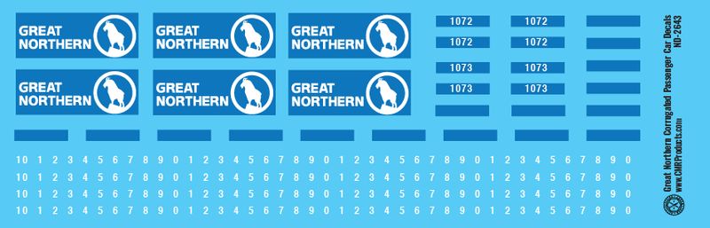 Great Northern Corrugated Passenger Car Decals