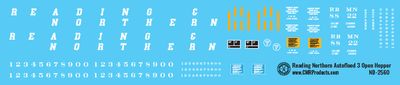 Reading Northern Autoflood 3 Open Hopper Decals