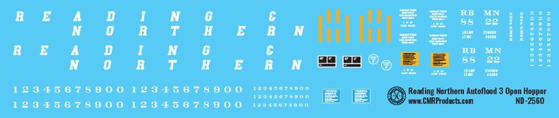 Reading Northern Autoflood 3 Open Hopper Decals