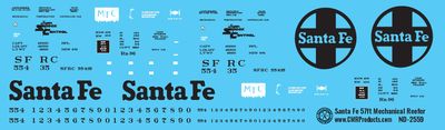 Santa Fe Shock Control Mechanical Reefer Decals