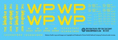 Western Pacific Western Way Script 40ft Box Car Decals