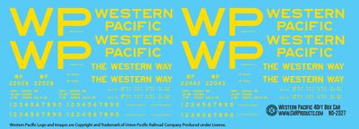 Western Pacific 40ft Box Car Decals