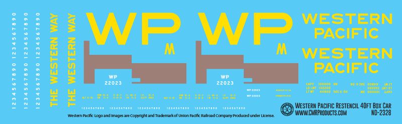 Western Pacific 40ft Box Car Restencil Decals