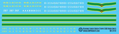 Reading Lines Bright Green Striping F7 Locomotive Decals