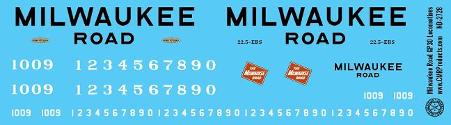 Milwaukee Road GP30 Locomotive Decals