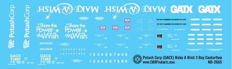 Potash Corp (GACX) Make a Wish 3 Bay Centerflow Hopper Decals