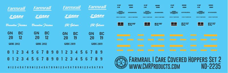 Farmrail 3 Bay I Care Covered Hopper Decal Set 2