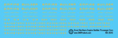 Great Northern Empire Builder Passenger Car Decals