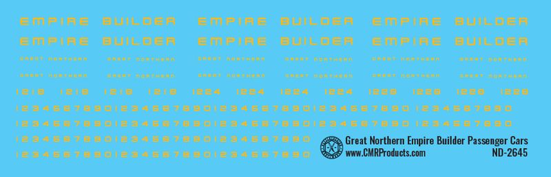 Great Northern Empire Builder Passenger Car Decals