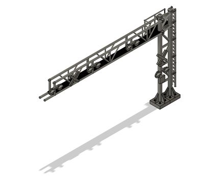 N Scale - Crossing Signal 3 Lane Double Mast Cantilever