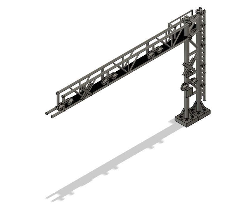 N Scale - Crossing Signal 3 Lane Double Mast Cantilever
