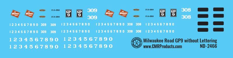 Milwaukee Road GP9 Locomotive without Lettering Decals