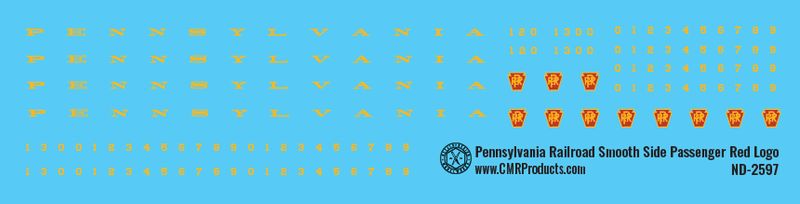 Pennsylvania Railroad Smooth Side Passenger Car Red Logo Decals
