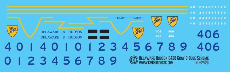 Delaware Hudson C420 Gray Blue Scheme Decals
