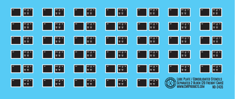 Freight Car Labels - 1970s Separated 2 Block Lube Plates
