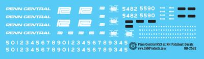 Penn Central RS3 exNH Patchout Locomotive Decals