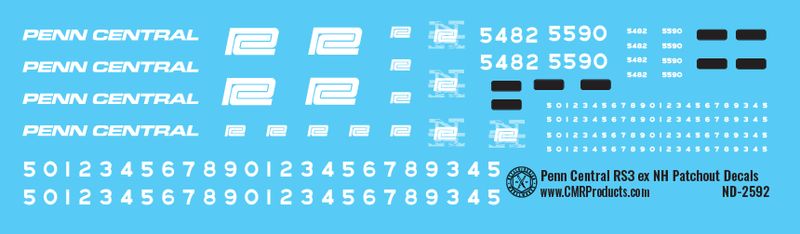 Penn Central RS3 exNH Patchout Locomotive Decals