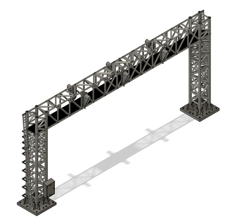 N Scale - Signal Bridge 3 Track 33mm Vertical Signals