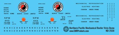 Northern Pacific Vista Dome Mechanical Reefer Decals