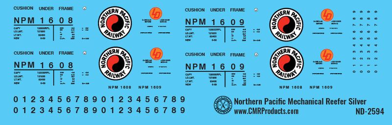 Northern Pacific Silver Mechanical Reefer Decals