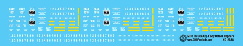 MHC Inc (CAAX) 3 Bay Ortner Hopper Decals